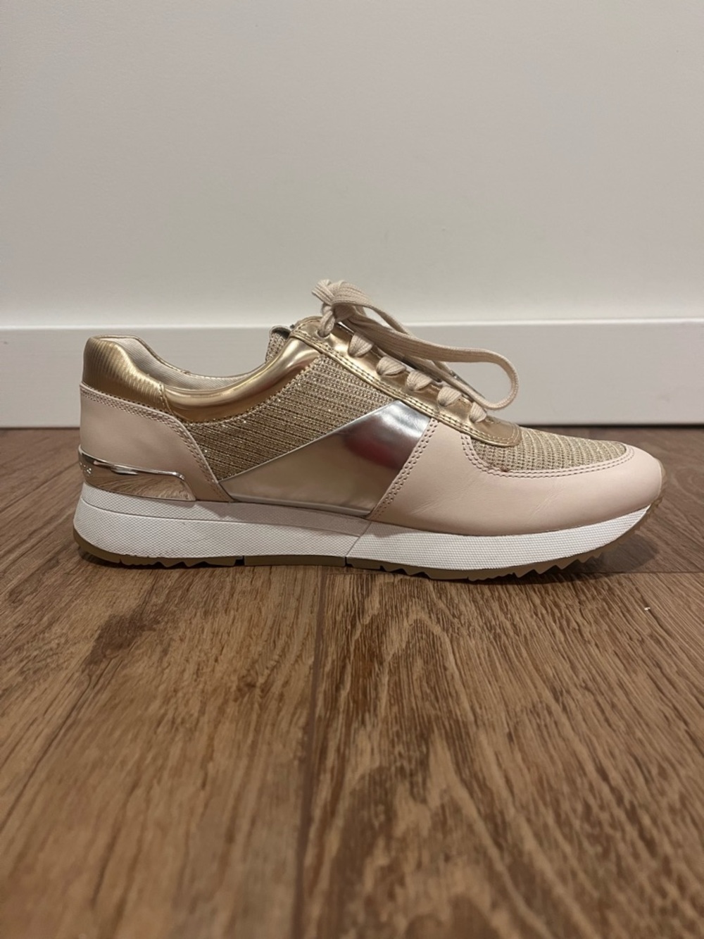 Michael Kors MK Allie Gold Silver Trainer Sneakers - Picture 10 of 14